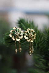Gold Polished Floral Chain Drop Earrings – Anti-Tarnish