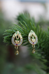 Gold Polished Leaf Drop Earrings – Anti-Tarnish